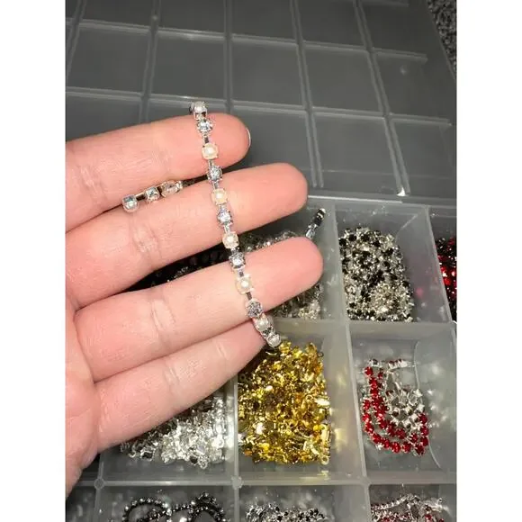 Large Lot Cupchains Rhinestone Crystal Glass Bead Chains · Silver · Gold · Clear - Picture 6 of 8